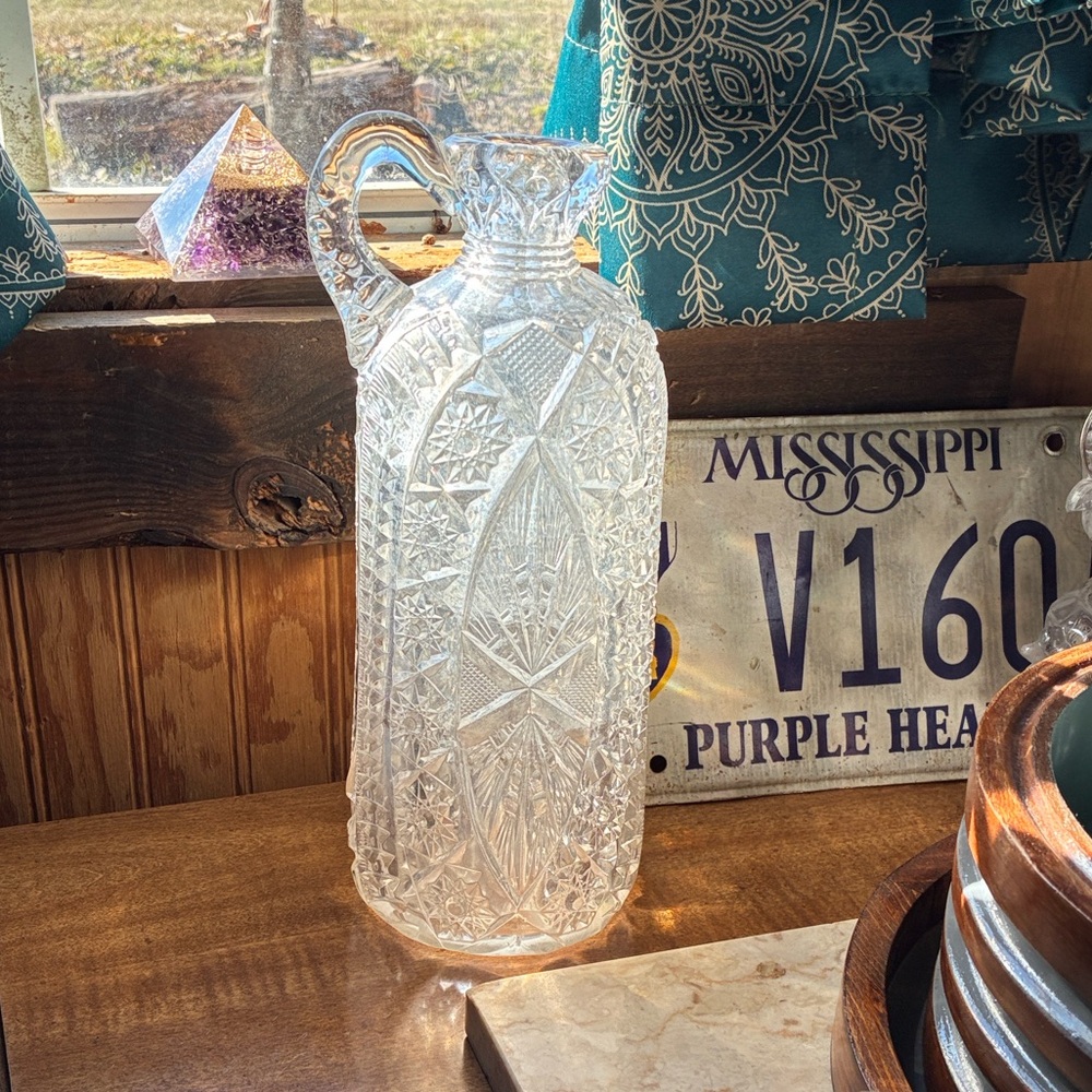 Elegant Clear Glass Pitcher Vintage
